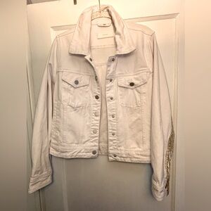 BLANKNYC White Denim Jacket with Sequin Fringe